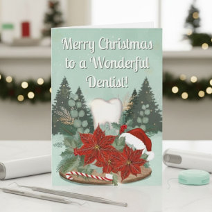 Moderne Kersttandarts met Tand & Poinsettia's Kaart