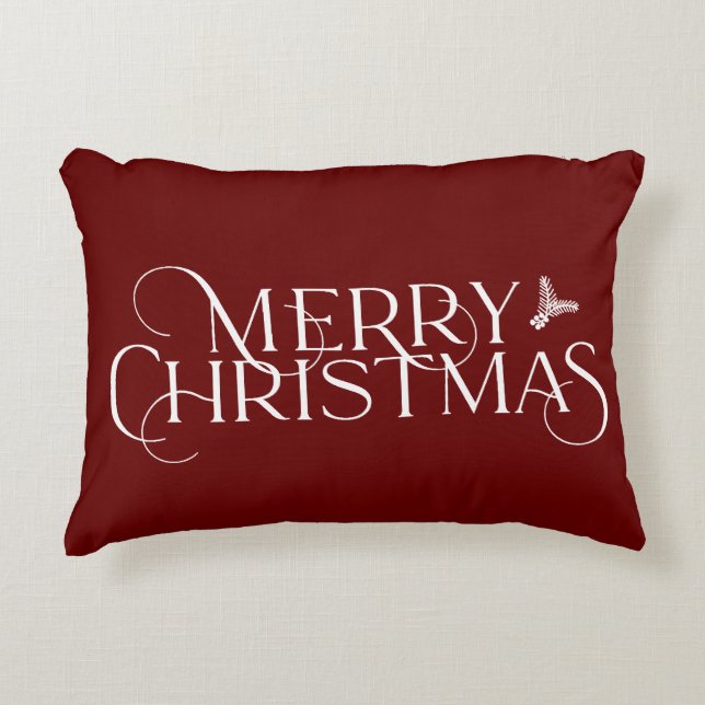 Moderne kersttekst Accent Pillow Kussen (Voorkant)