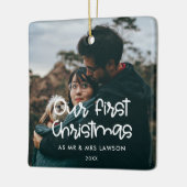 Moderne kersttrouwfoto keramisch ornament (Links)