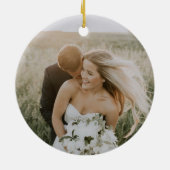 Moderne kersttrouwfoto keramisch ornament (Achterkant)