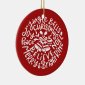 Moderne kersttypografie Jingle Bells Keramisch Ornament (Rechts)