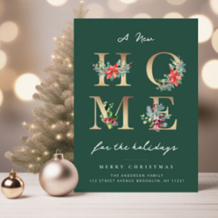 Moderne kerstvakantie verhuisaankondiging briefkaart