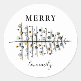 Moderne kerstvakantieboom met elegant ronde sticker