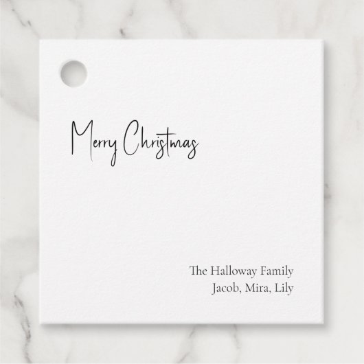 Moderne kerstvierkant Label met cadeaubon (Voorkant)