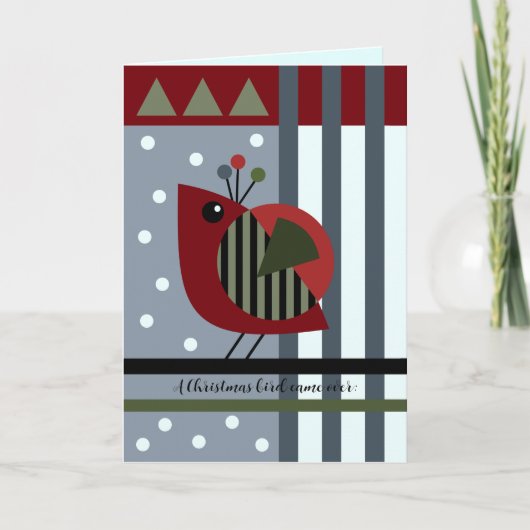 moderne kerstvogel en aangepaste tekst feestdagen kaart (Voorkant)
