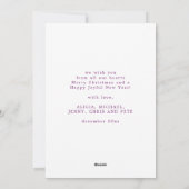 Moderne kerstvreugdeliefde paars script feestdagenkaart (Achterkant)