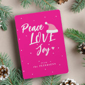 Moderne kerstvreugdeliefde roze script feestdagenkaart
