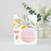 Moderne kerstwintersneeuwversiering op pine feestdagenkaart (Staand voorkant)