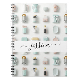 Moderne keuken iconen patroon scriptnaam notitieboek