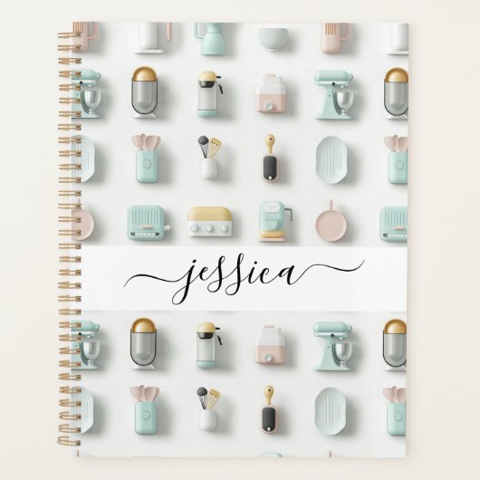 Moderne keuken iconen patroon scriptnaam planner (Voorkant)