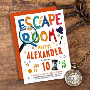 Moderne Kids Escape Room Kleurrijke Typo Watercol Kaart