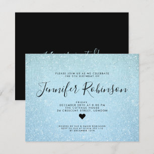 Moderne Kids Verjaardag Baby Blue Glitter Paint Kaart