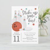 Moderne Kinder bowlingparty verjaardagsfeestje Kaart (Staand voorkant)