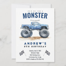 Moderne Kinder Monster Trucks Verjaardagsfeest