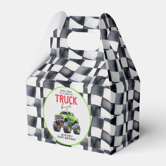 Moderne Kinder Monster Vrachtwagen Verjaardagsfees Bedankdoosjes (Achterkant)