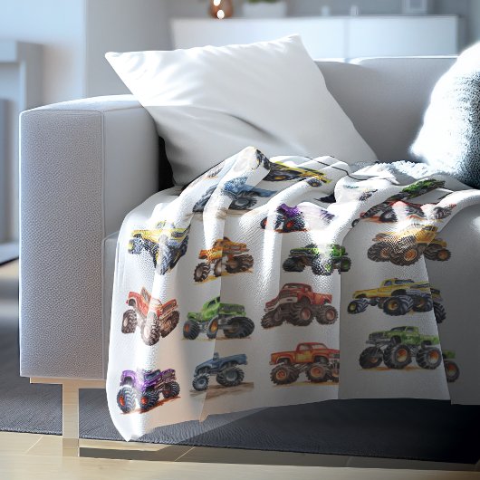 Moderne Kinder monstertrucks Fleece Deken
