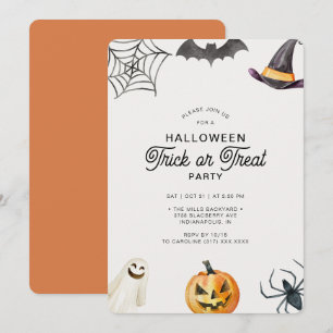 Moderne Kinder partij voor halloween Trick or trea Kaart