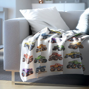 Moderne Kinderen Monstertrucks Fleece Deken