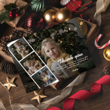 Moderne kinderfoto kerstvakantie bedankt