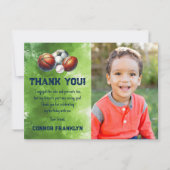 Moderne kinderfoto sport bedankkaart (Voorkant)