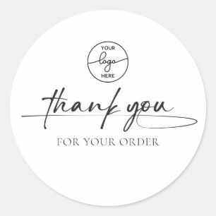 Moderne klant bedankt handgeschreven script Logo Ronde Sticker
