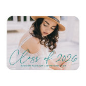 Moderne Klas van 2026 Turquoise Script Afstuderen Magneet (Horizontaal)