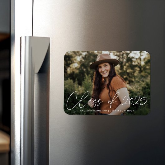 Moderne Klas van 2026 Witte Script Afstudeerfeest Magneet