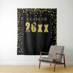 Moderne KLAS VAN 20XX Gouden Confetti Foto Achterg Wandkleed