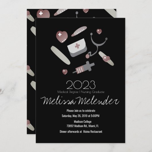 Moderne klasse 2023 Ziekteverzekeraar Afstuderen p Kaart (Voorkant / Achterkant)