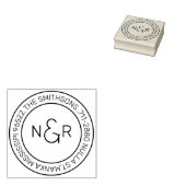 Moderne Klasse Monogram Familienaam Retouradres Rubberstempel (Gestempeld)