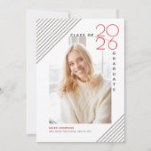 Moderne klasse van 2025 afstuderen zwart, rode fot aankondiging (Voorkant)