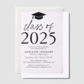 Moderne Klasse van 2025 Black Graduation Party Vellum Uitnodigingen (Offset)