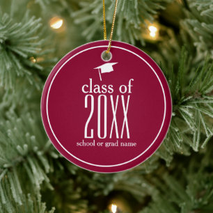 Moderne klasse van 20XX Graduation Cap Custom Colo Keramisch Ornament