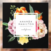 Moderne Klasse Waterverf Pioen Bloemstuk ZWART op  Raamsticker (Vel 2)