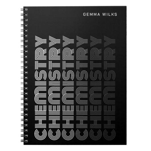 Moderne Klasseerbare Chemie Zwart Notitieboek (Voorkant)
