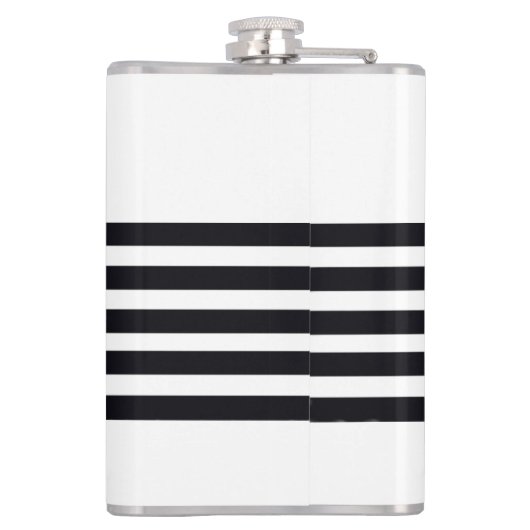 Moderne Klassieke Aangepaste Script Witte & Zwarte Heupfles (Achterkant)