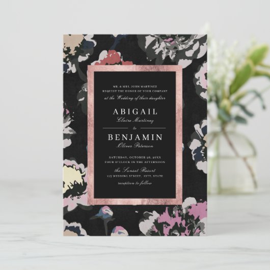 Moderne, klassieke abstracte bruidsbruiloft kaart (Staand voorkant)