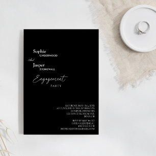 Moderne Klassieke Black Engagement Party Kaart