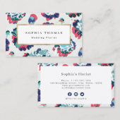 Moderne klassieke blauwe abstracte bloemkool b visitekaartje (Voorkant / Achterkant)