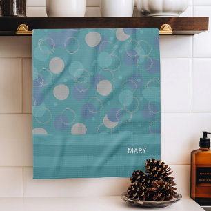Moderne klassieke blauwe cirkels, voornaam theedoek