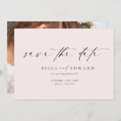 Moderne klassieke blush roze bruiloft Bewaar de da Save The Date (Voorkant / Achterkant)