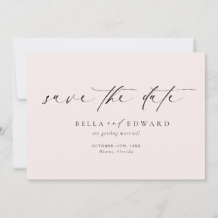 Moderne klassieke blush roze bruiloft Bewaar de da Save The Date
