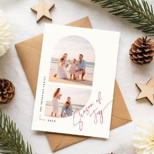 Moderne Klassieke Boog Familie Foto Kerstmis Feestdagenkaart