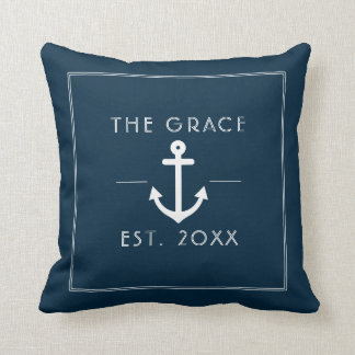 Moderne Klassieke bootnaam Nautical Navy Kussen