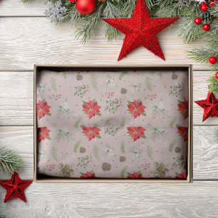 Moderne Klassieke Botanische Bloembes Kerstmis Tissuepapier