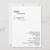 Moderne Klassieke bridal Lingerie Shower Kaart (Voorkant)