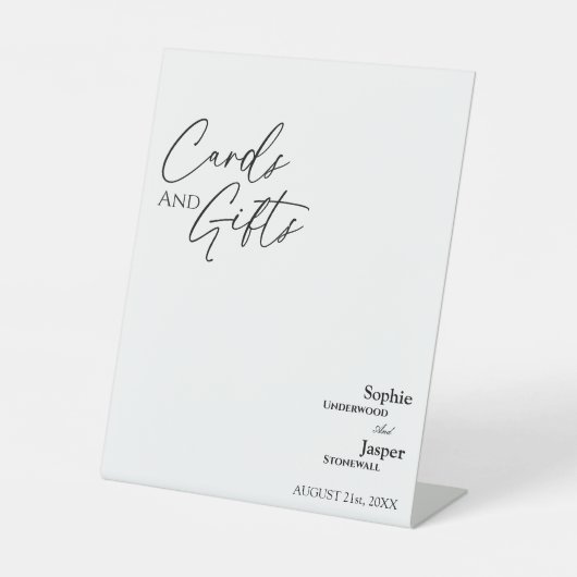 Moderne klassieke bruiloft en cadeaubonnen reclamebord met voetstuk (Voorkant)