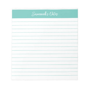 Moderne klassieke Elegant Aqua Script op maat Notitieblok