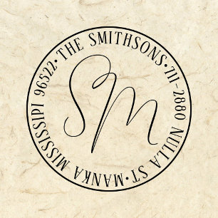 Moderne klassieke familienaam retour adres circula  zelfinktende stempel