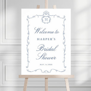 Moderne Klassieke Franse Frame Trouw Stof Blauw Poster
